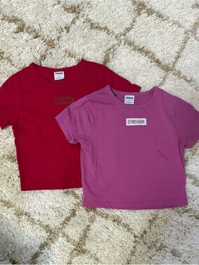 Gymshark Baby Short Sleeve Logo Tees in Magenta and Red